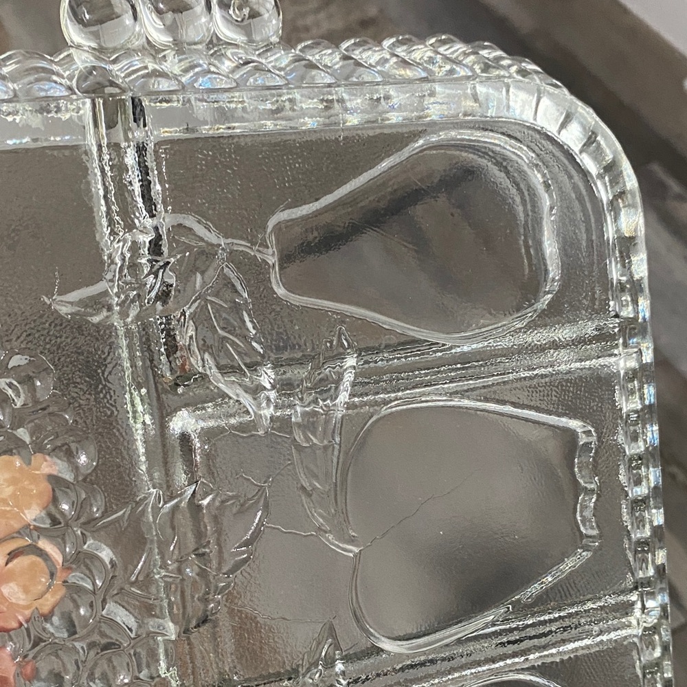 Vintage Indiana Glass Fruit Design 5  Divided Tray - Picture 8 of 10